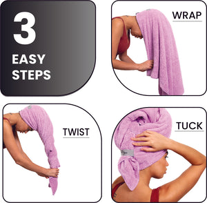 Curly Girl Large Microfiber Hair Wrap Towel for Women, Hair Drying Towel with Elastic Strap, Anti Frizz, Fast Drying, Hypoallergenic, Curly Hair Towel, Ultra Soft Hair, 41" x 31"
