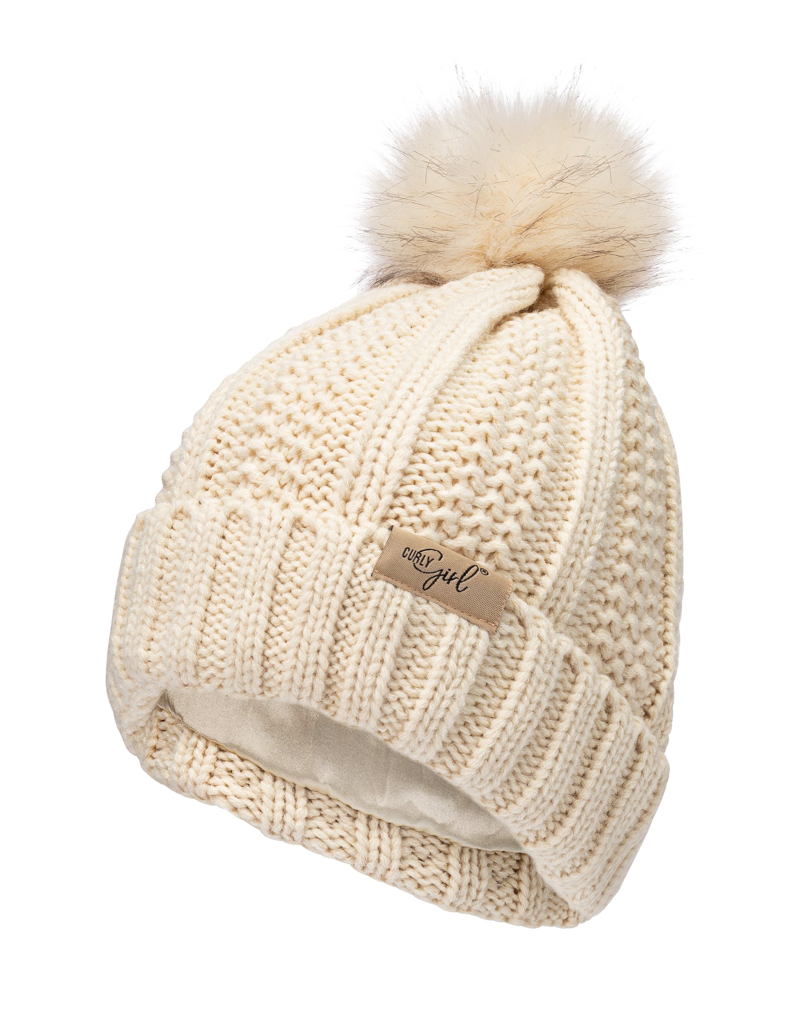 Dropship Womens Winter Knit Hat With Synthetic Long Curly Corn