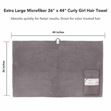 Load image into Gallery viewer, Curly Girl Extra Large Microfiber Hair Towel for Curly Hair, Large 44 x 26 Inches, Super Absorbent Quick Drying Hair Towel