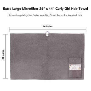 Curly Girl Extra Large Microfiber Hair Towel for Curly Hair, Large 44 x 26 Inches, Super Absorbent Quick Drying Hair Towel